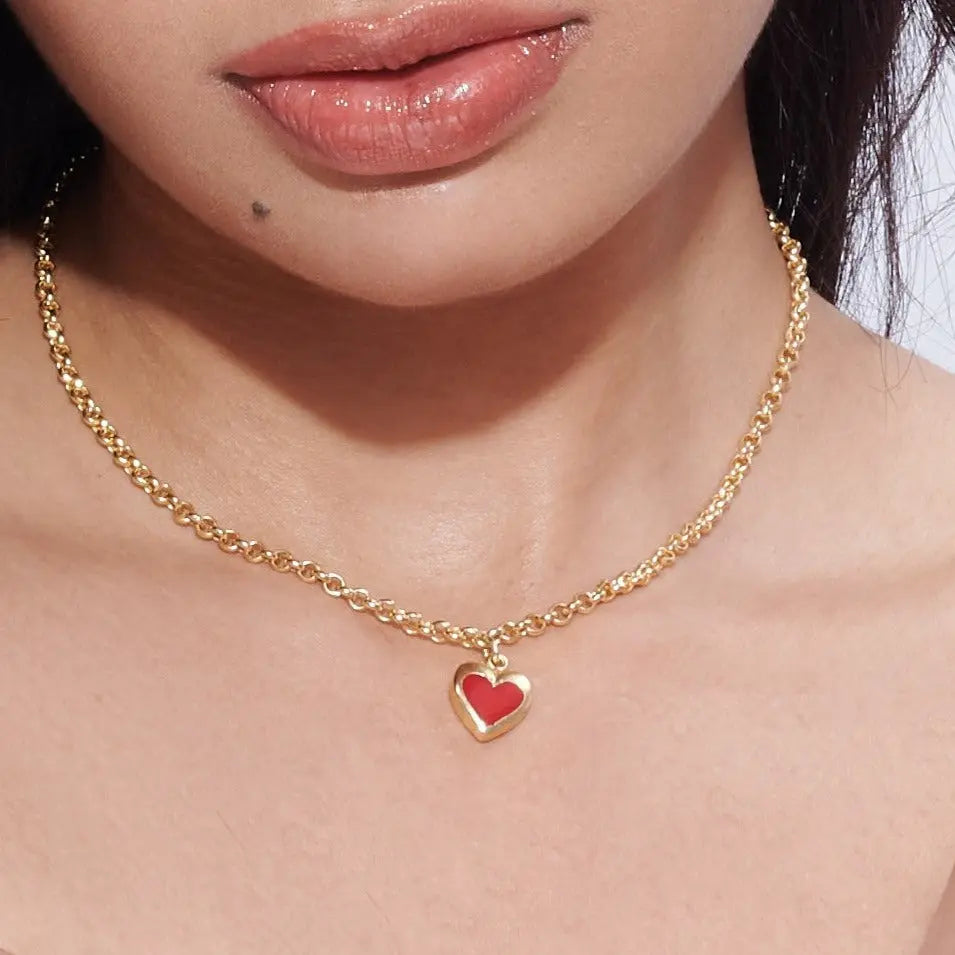 22kt Gold Plated Red Heart Necklace My Store