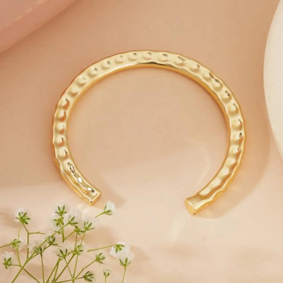 Hammered Gold Handcuff Bracelet Cackle With Love