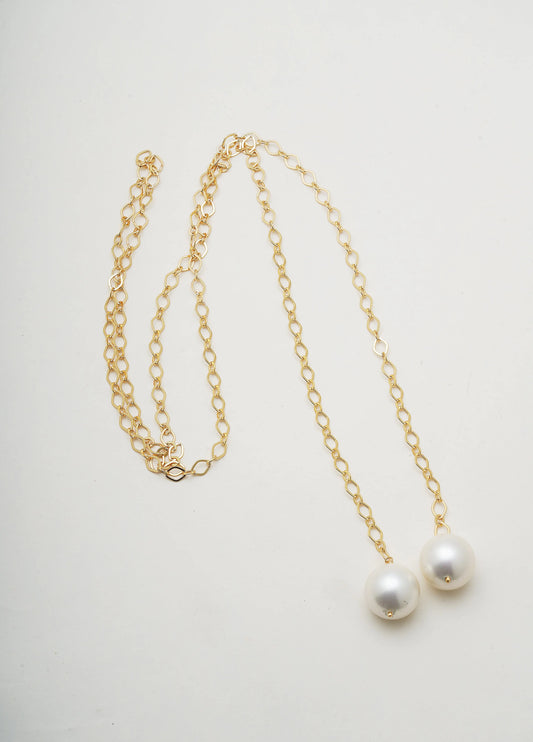 Pearl Wrap Chain Necklace 20mm Cackle With Love