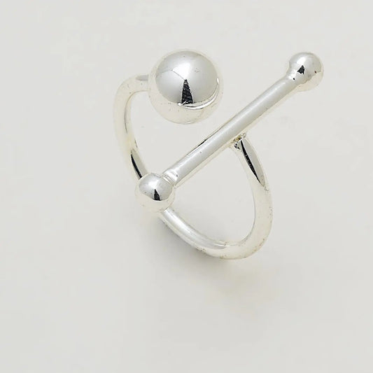 Silver Statement Ball Ring Cackle With Love