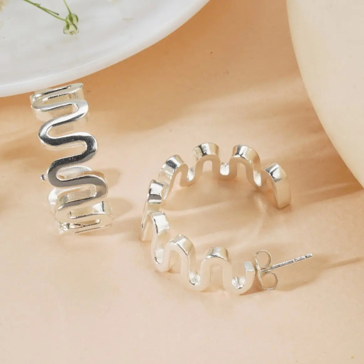 Silver Zig Zag Hoops Cackle With Love