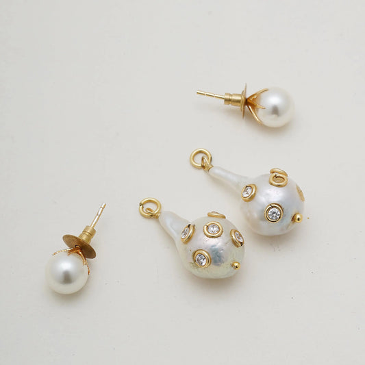 Studded Baroque Pearl Earrings Cackle With Love