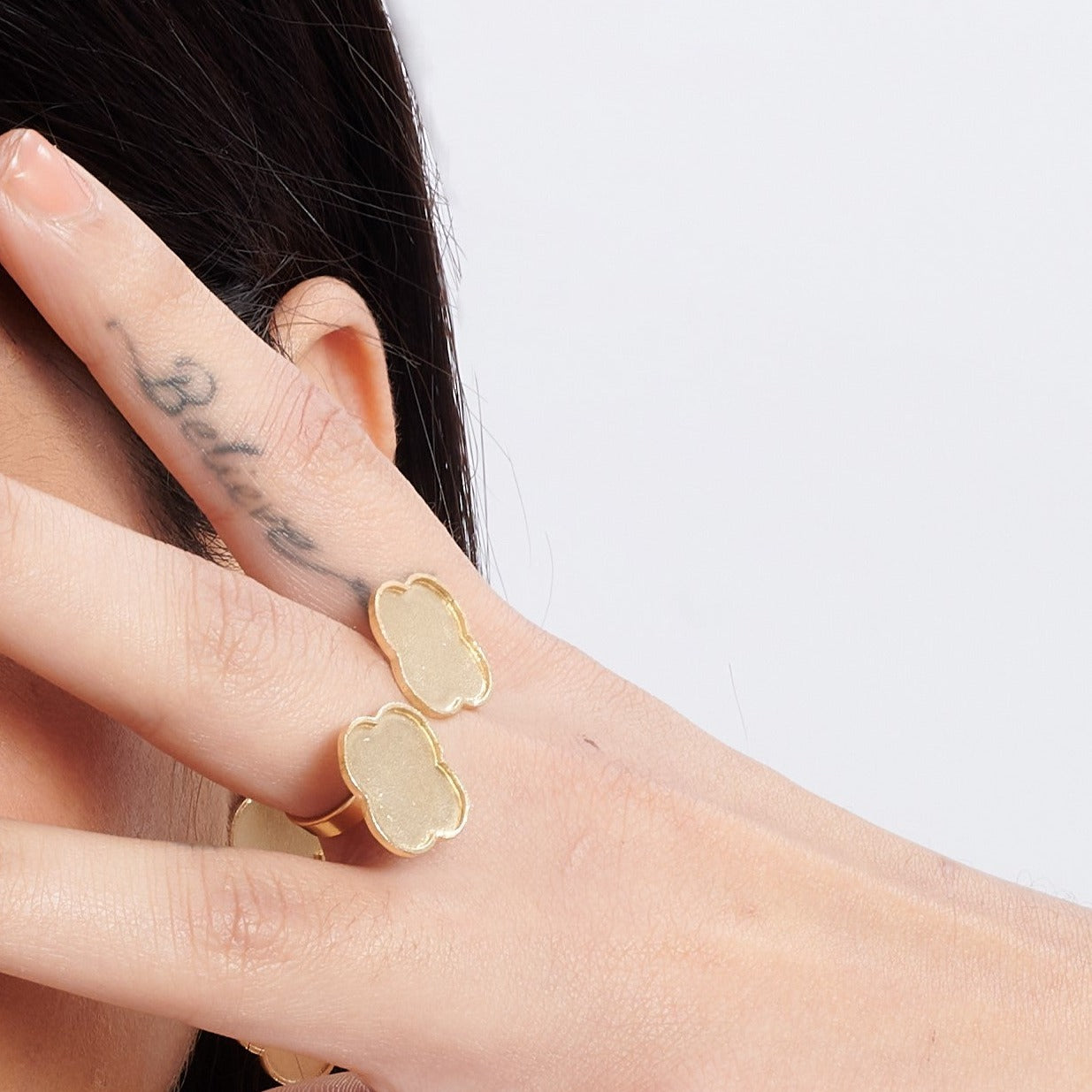 Doublet Gold Clover Ring